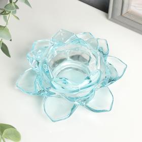 Candle holder glass for 1 candle "Lotus" blue 5, 5x12x12 cm