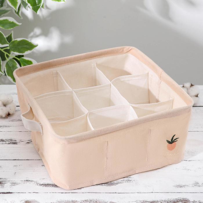 Корзина для хранения с ручками «Лимон», 9 ячеек, 28×28×12 см, цвет жёлтый - фото 798728429