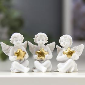 Сувенир полистоун "Белоснежный ангел с золотой звёздой" МИКС 3,1х2,6х2 см