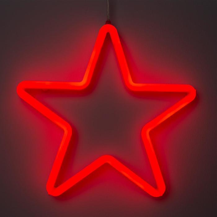 Фигура светодиодная "Звезда красная" 28х28х2 см, фиксинг, 220 В, КРАСНЫЙ