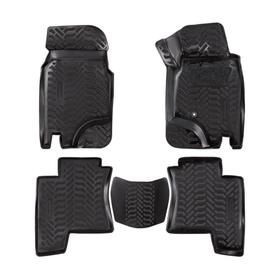 Ковры в салон 3D с подпяточником Mitsubishi Pajero II 5D (91-) (RHD) 5шт высокий борт черные 5304923