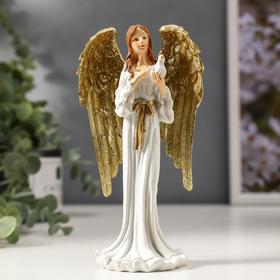 Souvenir polystone "guardian angel Girl with a dove, with Golden wings" 16x8x5 cm