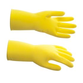 Перчатки латексные многоразовые, M, жёлтые