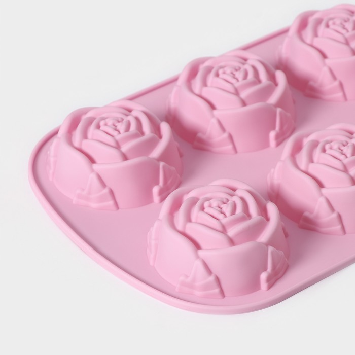 Форма для выпечки Доляна «Роза», 26×17,5 см, 6 ячеек, цвет МИКС - фото 53989