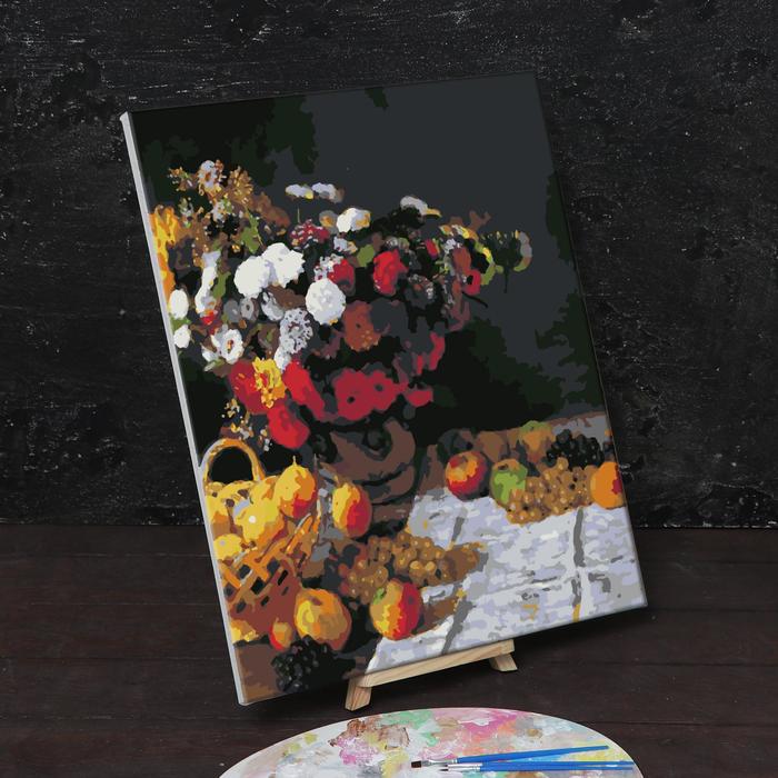 Картина по номерам на холсте с подрамником «Цветы и фрукты» Клод Моне 40х50 см