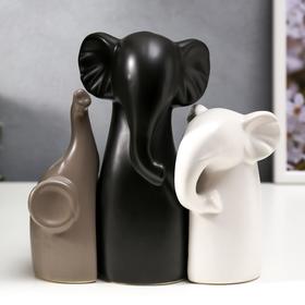 Сувенир керамика "Три слона" матовый набор 3 шт 28х17,5х6 см
