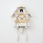 Wall clock with cuckoo "Castle with birds", 2 PCs 3 AA, 2 PCs R14, smooth running, 63x8x32 cm