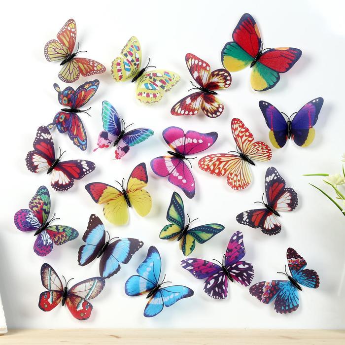 Магнит пластик "Бабочка блестящая" 12х9,5 см - фото 227003