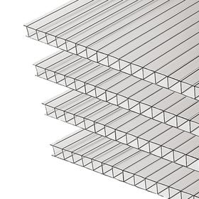 Комплект сотового поликарбоната 6 мм, 2,1 × 6 м, 4 шт., прозрачный, MultiGreen 5351075