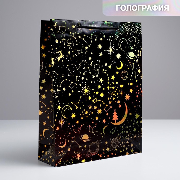Пакет голографический вертикальный «С Новым Годом!», L 31 × 40 × 11,5 см