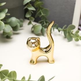 Сувенир керамика "Котик, хвост трубой" золото 8,4х4,9х2,5 см в Донецке
