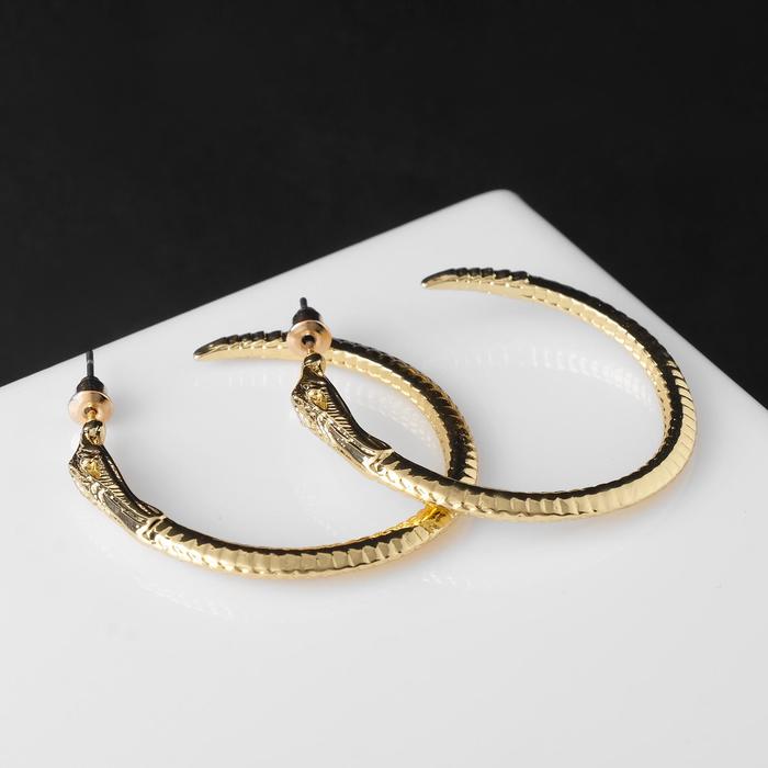 Серьги-кольца "Змея" d=4 см, цвет золото - фото 3201867