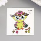 Tattoo on the body color "owl on a branch with a flower" 6x6 cm