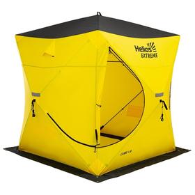 Палатка зимняя «ТОНАР» Helios EXTREME V2.0 куб (широкий вход), 1,8 × 1,8 м, цвет жёлтый/чёрный