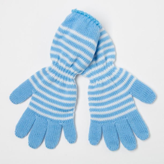 Перчатки для девочки, цвет голубой, размер 14