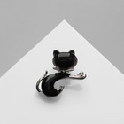 Брошь "Кошечка" с бантом, цвет чёрный в серебре - фото 3202484
