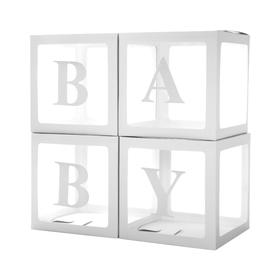 Набор коробок для воздушных шаров Baby, белый, 30*30*30 см, в упаковке 4 шт. 617655