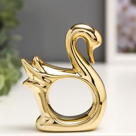 Сувенир керамика держатель для салфеток ′Лебедь′ золото 8,5х6,7х2,2 см в Донецке
