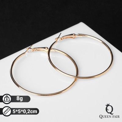 Classic ring earrings d=5 cm, gold color