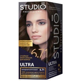 Комплект ULTRA для окрашивания волос Studio Professional Volume Up, тон 6.71 холодный коричневый