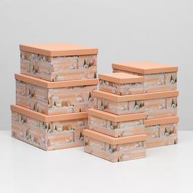 Набор коробок 10 в 1 прямоугольный "Олени" 37,5 х 29 х 16 - 19 х 13 х 7 см
