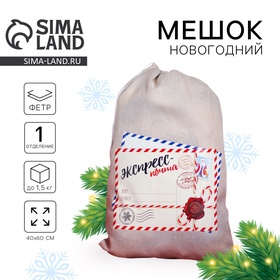 Мешок Деда Мороза «Экспресс-почта» холщовый, 40х60см