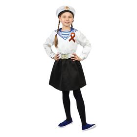 Карнавальный костюм «Морячка в бескозырке», фланка, юбка, ремень, лента 40 см, р. 40, рост 152 см