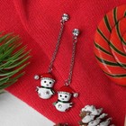 Серьги "Новогодние" снеговики, цветные в серебре - фото 3209750