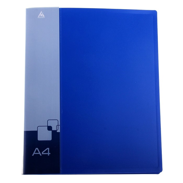 Папка на 2 кольцах А4 пластиковая, 18мм, 700мкм, внутренний торцевой карман с бумажной вставкой, синяя