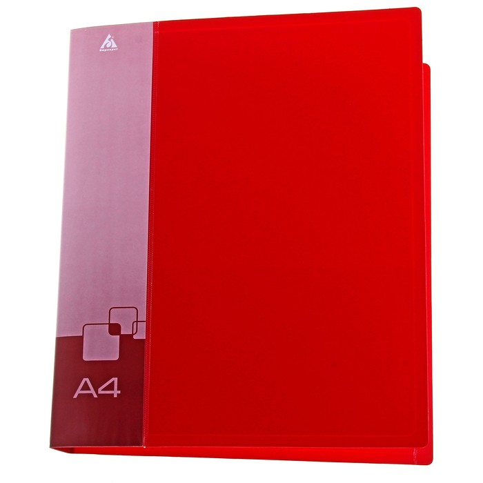 Папка на 2 кольцах А4 пластиковая, 27мм, 700мкм, внутренний торцевой карман с бумажной вставкой, красная