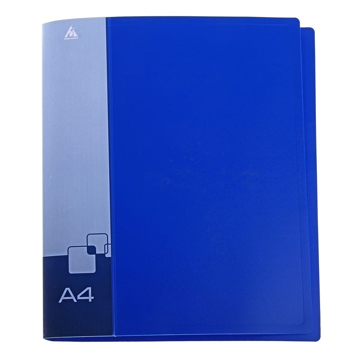 Папка на 4 кольцах А4 пластиковая, 18мм, 700мкм, внутренний торцевой карман с бумажной вставкой, синяя