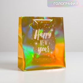 Пакет голография вертикальный Happy New year, ML 23 × 27 × 11,5 см