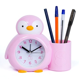 {{photo.Alt || photo.Description || 'Будильник &quot;Пингвинёнок&quot;, с карандашницей, дискретный ход, d=6 см, 12 х 14.5 см, розовый'}}