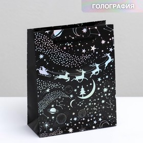Пакет голографический вертикальный «Волшебства в Новом году», S 12 × 15 × 5.5 см