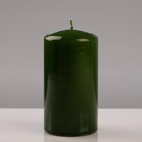 Свеча - цилиндр лакированная, 7×13 см, зелёная