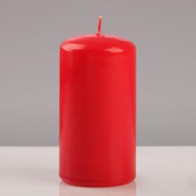 Свеча - цилиндр лакированная, 6×11,5 см, красная