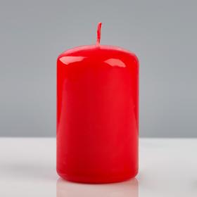 Свеча - цилиндр лакированная, 5×8 см, красная