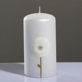 Свеча - цилиндр "Одуванчики", 6×11,5 см, белый