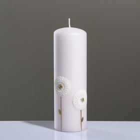 Свеча - цилиндр "Одуванчики", 6×19 см, розовый