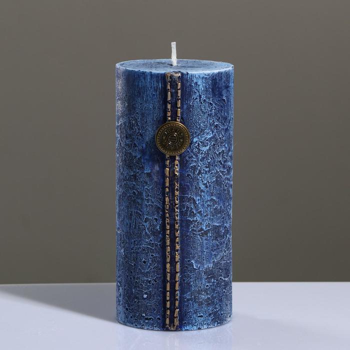 Свеча - цилиндр "Кантри Джинс" , 7×15 см, голубой