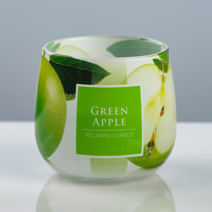 Свеча ароматическая в стакане "Зелёное яблоко", 8×7,2 см
