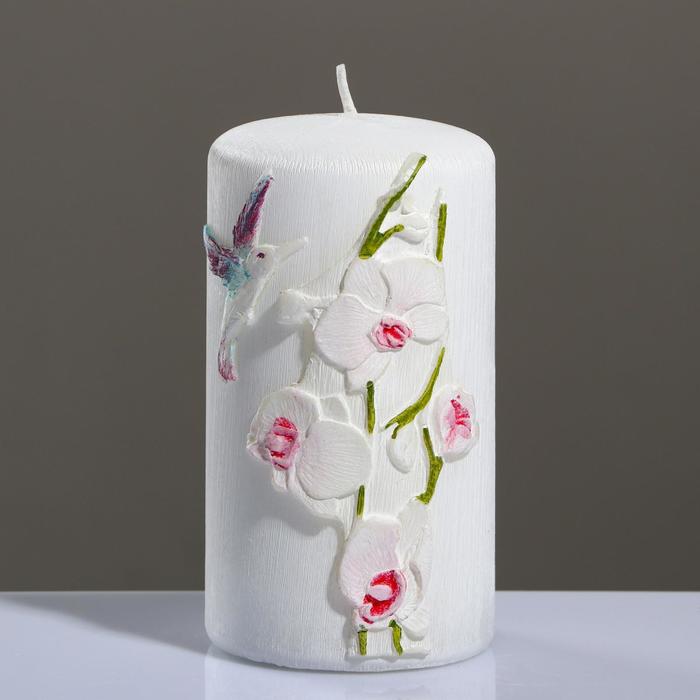 Свеча - цилиндр "Орхидея", 7×13 см, розовый