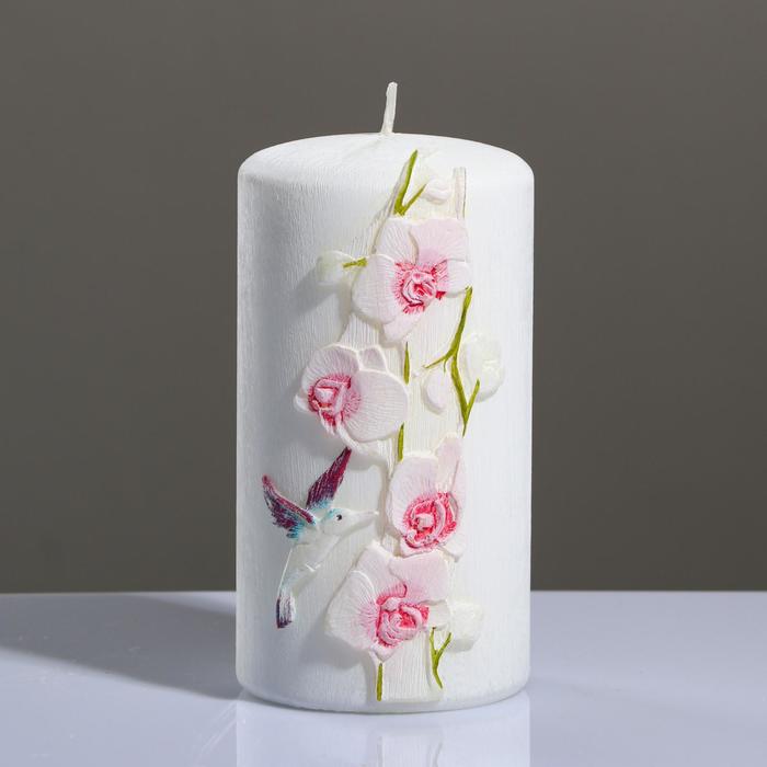 Свеча - цилиндр "Орхидея", 8×15 см, розовый