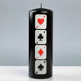 Свеча - цилиндр "Покер", 7×20 см, чёрный