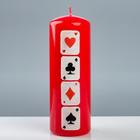 Свеча - цилиндр "Покер", 7×20 см, красный - фото 4320332