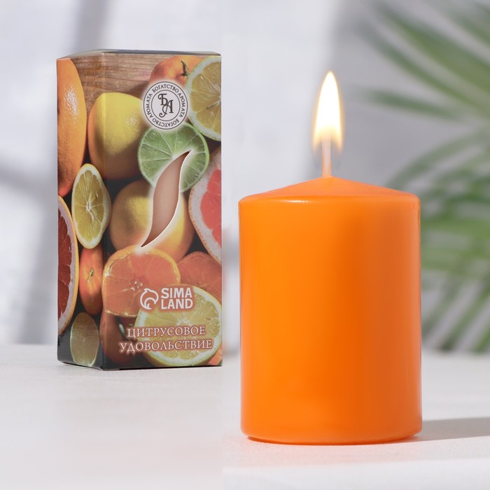 Свеча ароматическая "Цитрусовое удовольствие", 4×6 см, в коробке