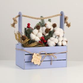 Box for decoration MDF 25x15x30 cm "Happy New Year" lavender