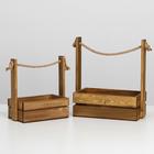 Набор кашпо 2 в 1 с шильдиком "Новогодний венок", 25х15х30, 21х12х23 см - фото 800099406