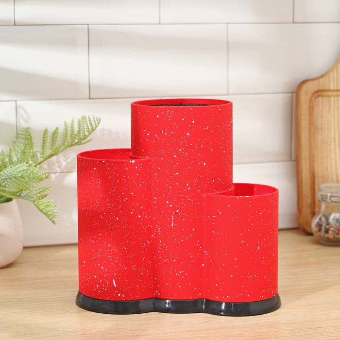 Подставка для ножей и столовых приборов с наполнителем «Зефир», цвет красный - фото 9169153