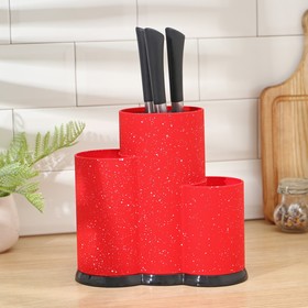 Подставка для ножей и столовых приборов с наполнителем «Зефир», цвет красный - фото 9169154